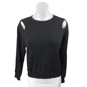 LNA Women's Black Long Sleeve Cutout Crew Neck Sweater Sweatshirt Top Size XS
